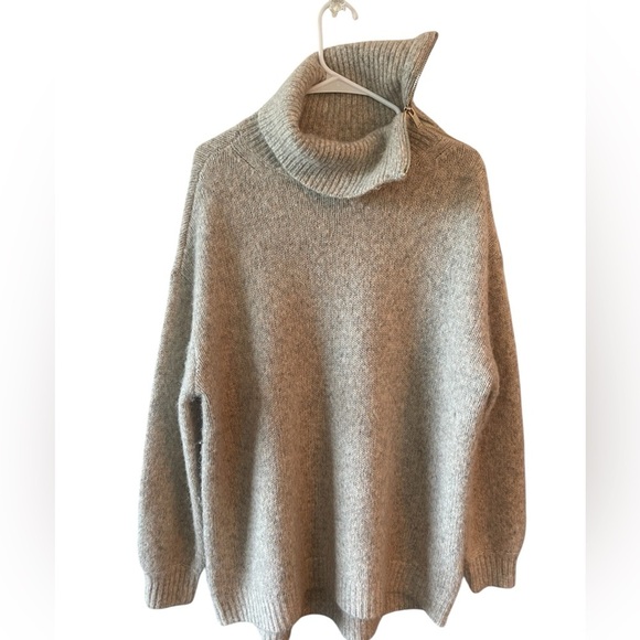 Reiss Cassie Wool Alpaca Blend Zip Collar Sweater Women’s Medium Beige Oversized - Picture 5 of 11